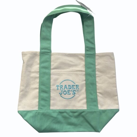 Trader Joes Mini Pastel Canvas Tote Bags Set of 4 (Pink,‎ Lavender, Green, Blue) - Picture 4 of 5